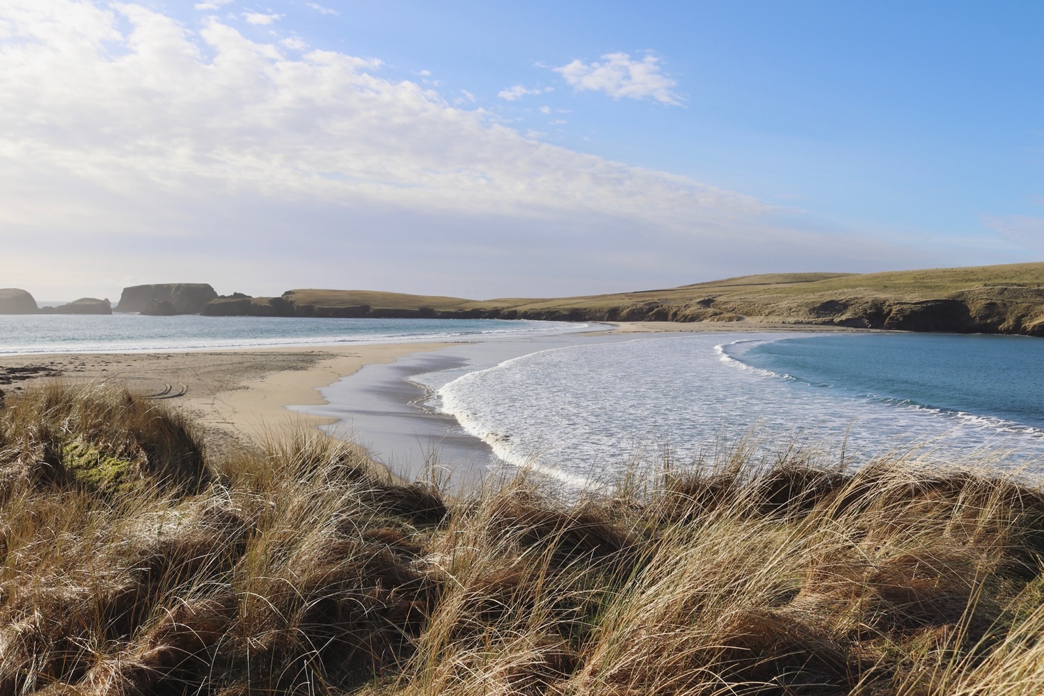 Image of the grassland at St Ninian's Isle in Shetland