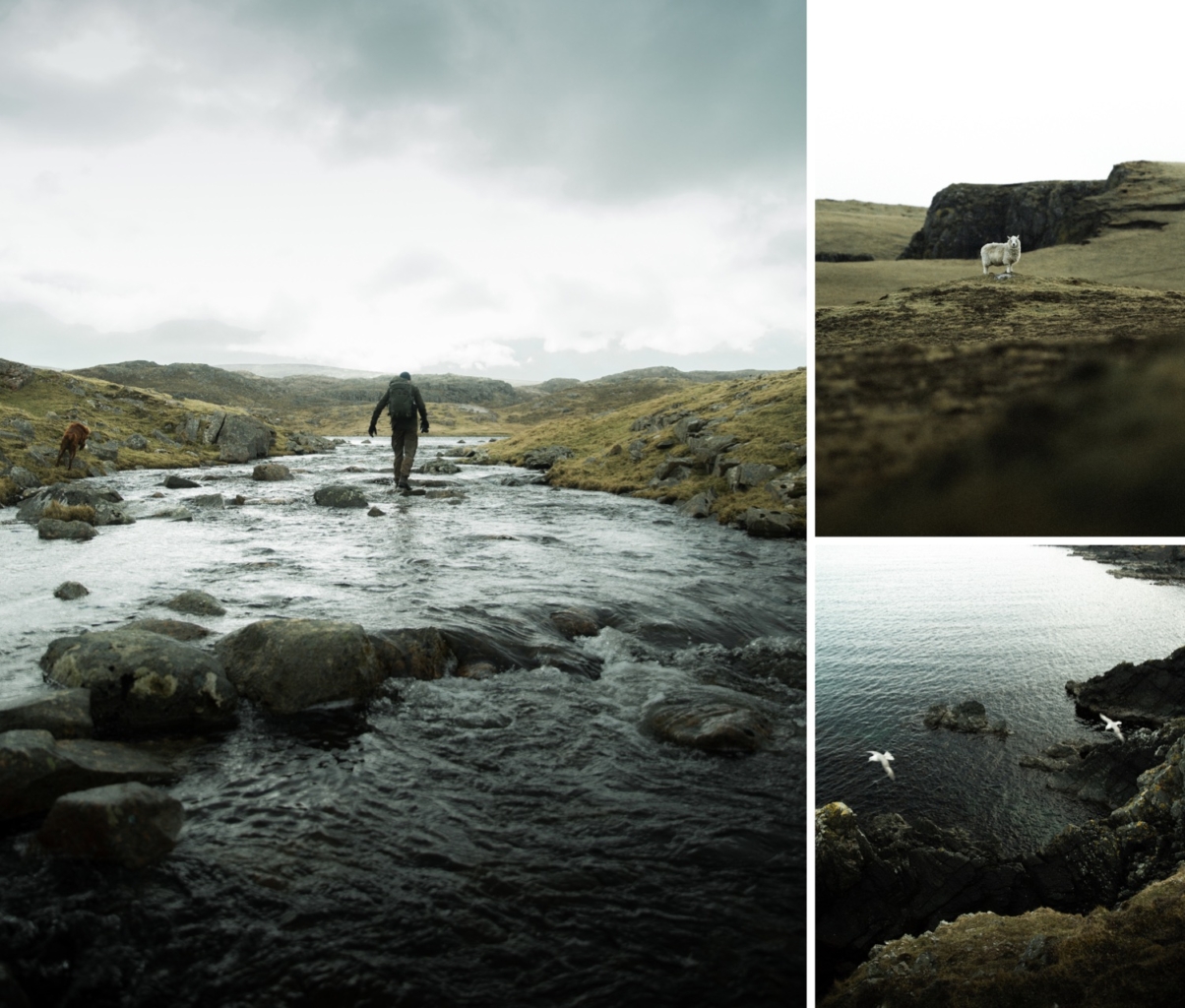 Image of a man walking in Shetland and other landscapes from Shetland